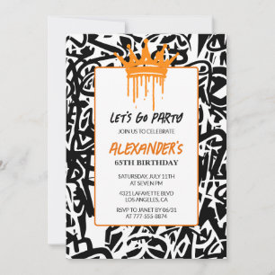65th birthday invitation Men Party Graffiti Paint 