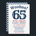 65th Birthday Invitation Mens Navy Blue<br><div class="desc">A funny and striking 65th birthday invitation for a husband,  friend,  father or grandad.</div>