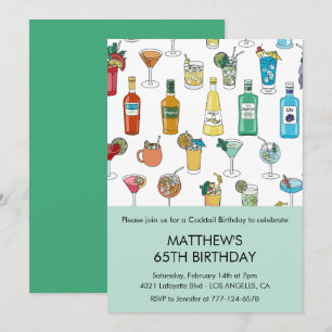 65th birthday invitations Cocktail Contemporary
