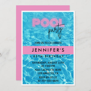 65th birthday invitations Pool Party Summer