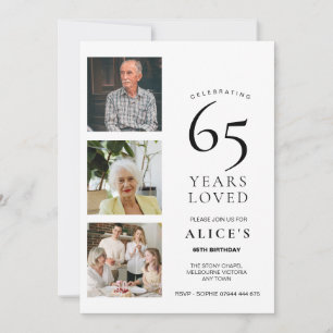 65th Birthday Invite with Photo, 65 Years Loved