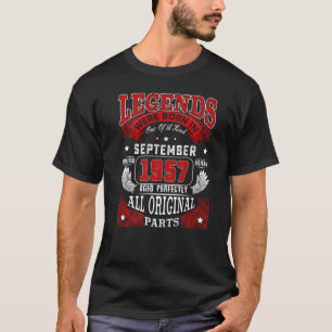 65th Birthday  Legends Born In September 1957 65 Y T-Shirt
