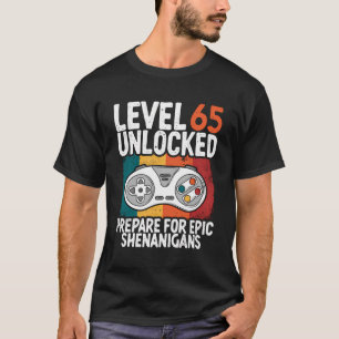 65Th Birthday Level 65 Unlocked Vintage Funny 65Th T-Shirt