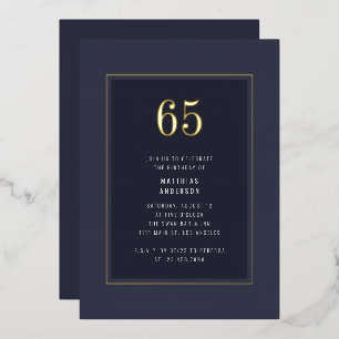 65th Birthday Minimal Elegant Dark Gold Frame