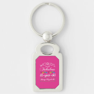 65th Birthday Most Fabulous Colourful Gems Pink Key Ring
