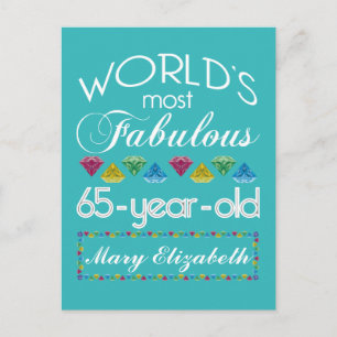 65th Birthday Most Fabulous Colourful Gems Turquoi Postcard