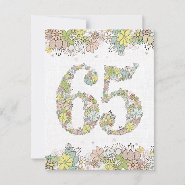 65th Birthday Natural Blooms Ladies Photo Invite (Front)