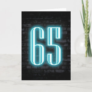 65th Birthday Neon Sign on Brick Card
