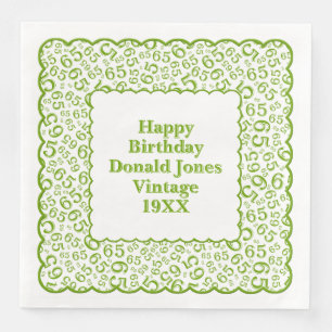 65th Birthday Number Pattern Scallops Green/White Napkin
