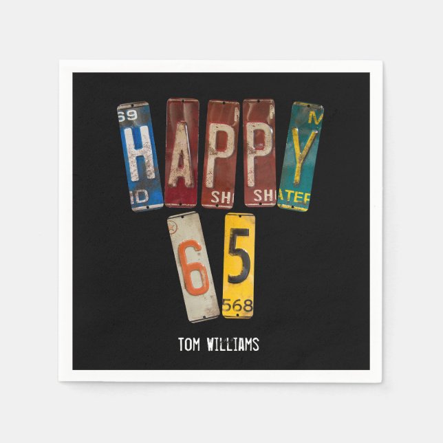 65th Birthday old license plate collection Napkin (Front)
