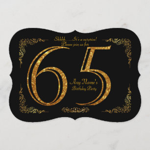 65th,Birthday party 65th,great Gatsby,black & gold Invitation