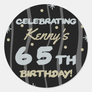 65th Birthday Party Add Your Name Classic Round Sticker