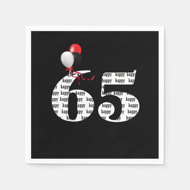 65th Birthday party balloons Napkin (Front)