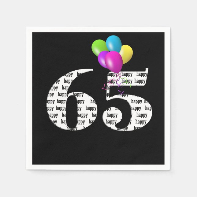 65th birthday party balloons napkin (Front)