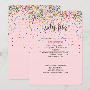 65th Birthday Party confetti Invitation