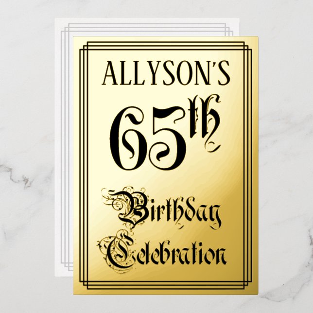 65th Birthday Party — Elegant Script + Custom Name (Front/Back)