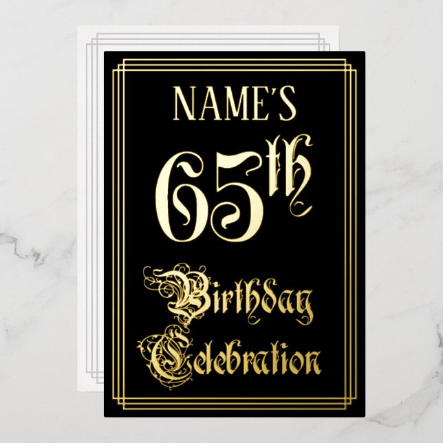 65th Birthday Party — Fancy Script & Custom Name (Front/Back)