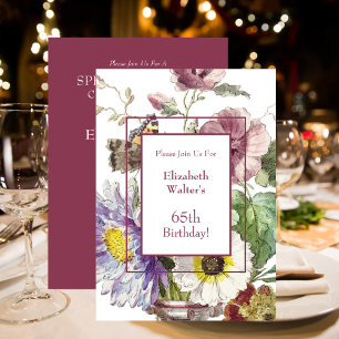 65th Birthday Party Floral Invitation