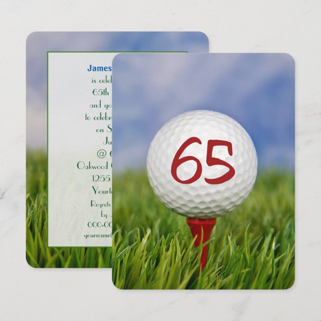 65th Birthday Party Golf theme Invitation (Front/Back)