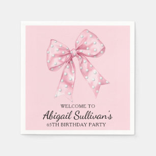 65TH Birthday Party Golf Theme Pink Bow Golf Ball Napkin