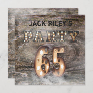 65th birthday party in lights and fog invitation