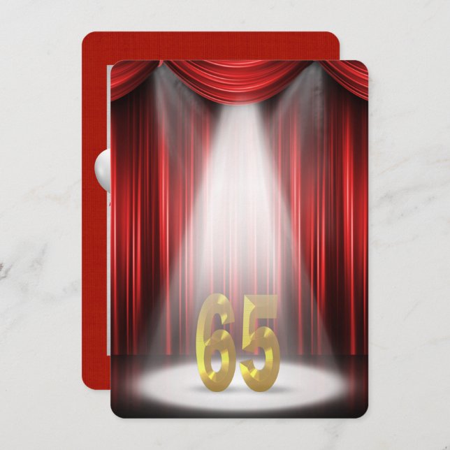65th Birthday Party in spotlight Invitation (Front/Back)