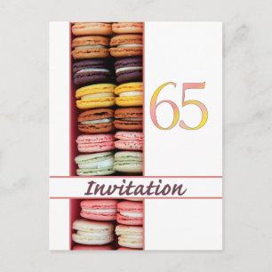 65th Birthday party invitation macaron Postcard