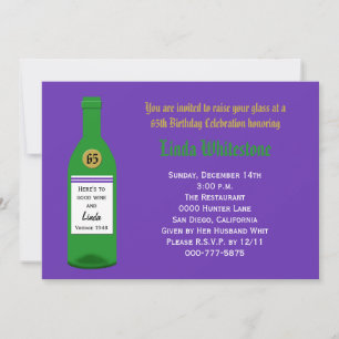65th Birthday Party Invitation Purple