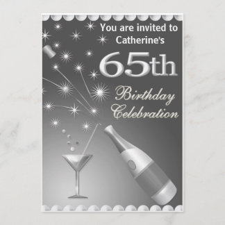 65th Birthday Party Invitation - Silver