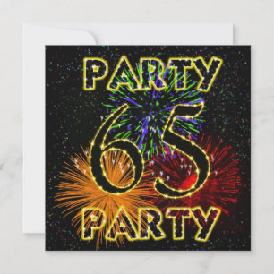 65th birthday party invitation with fireworks