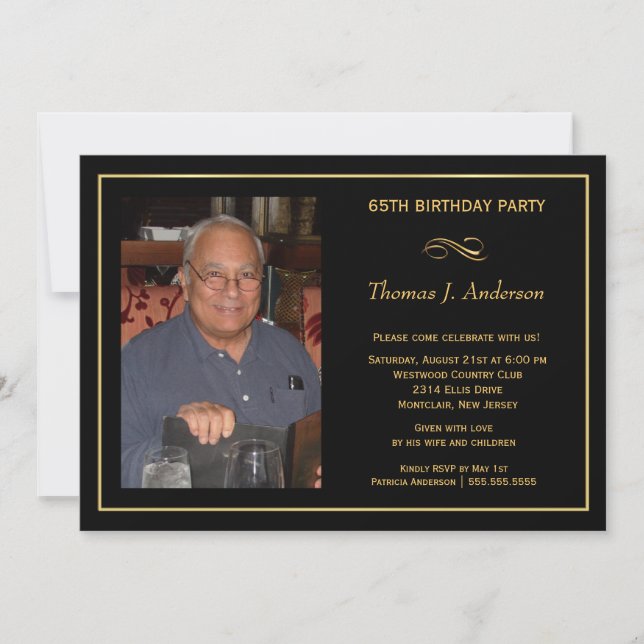 65th Birthday Party Invitations - Add your photo (Front)