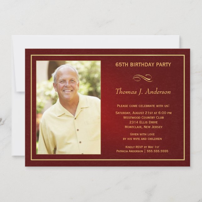 65th Birthday Party Invitations - Add your photo (Front)