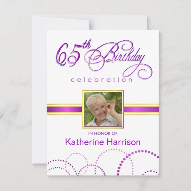 65th Birthday Party Invitations - with Monogram (Front)