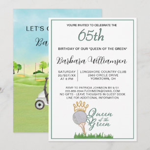 65th Birthday Party Lady Golfer Theme Invitation