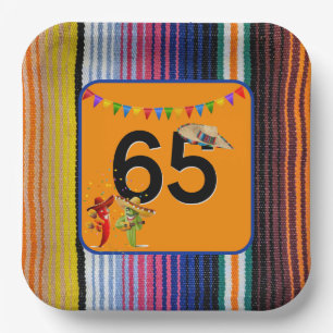 65th Birthday Party Mexican Design Paper Plate