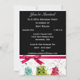 65th Birthday Party Personalised Invitation