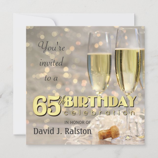 65th Birthday Party  - Personalised Invitations (Front)
