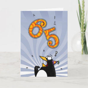 65th Birthday - Penguin Surprise Card