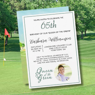 65th Birthday Photo Lady Golfer Theme Invitation