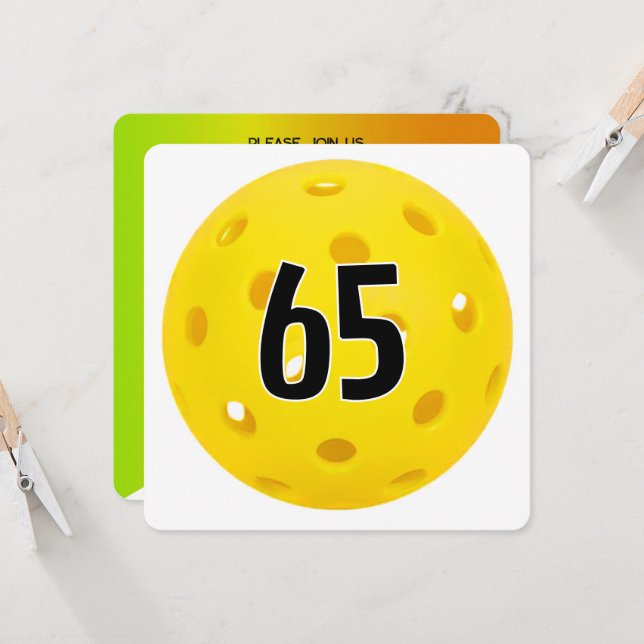 65th Birthday Pickleball Party Invitation (Front/Back In Situ)