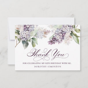 65th Birthday Purple Lilac Spring Flower Thank You Card