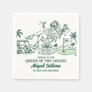 65th Birthday Queen of the Green Golf Cocktail Napkin