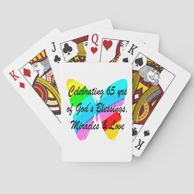 65TH BIRTHDAY RAIN BUTTERFLY DESIGN PLAYING CARDS (Back)