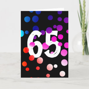 65th Birthday Rainbow Dots on Black Card