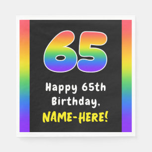 65th Birthday: Rainbow Spectrum # 65, Custom Name Napkin