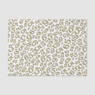 65th Birthday Random Number Pattern Gold/White Tissue Paper