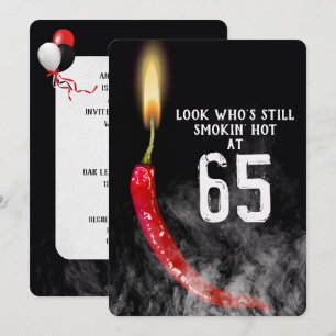 65th Birthday Red Hot Pepper Candle Invitation
