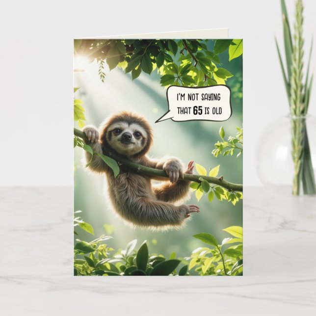 65th Birthday Sloth Humour Card (Front)
