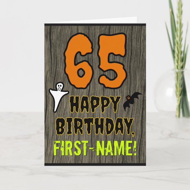 65th Birthday: Spooky Halloween Theme, Custom Name Card (Front)