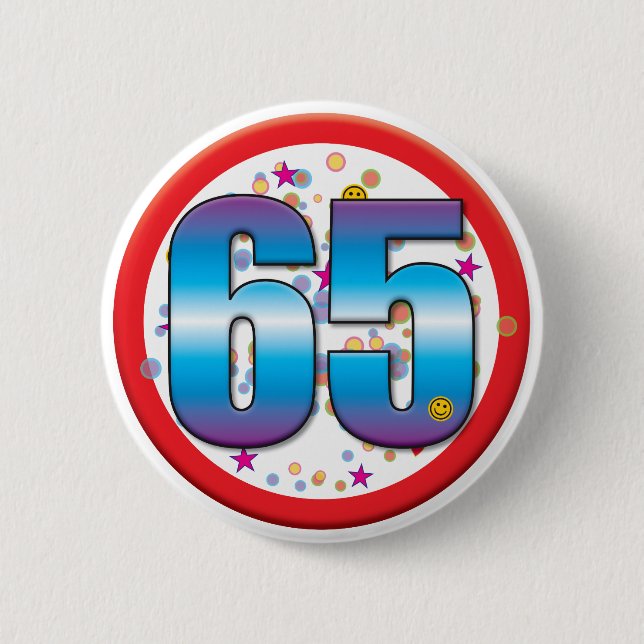 65th Birthday v2 6 Cm Round Badge (Front)